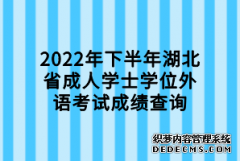 2022年下半年湖北省成人学士学位外语考试成绩查询